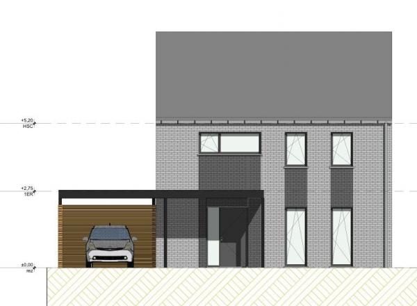 Une villa de 150 m² + grenier. Normes QZen. A construire sur un terrain plat de 1.141 m². -> Idéalement située à 3 km des autoroutes.