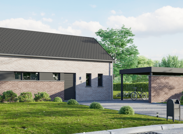 Une villa de 3 chambres. Normes QZen. A construire sur un terrain plat de 1.141 m². -> Idéalement située à 3 km des autoroutes.
-> Constructeur exclusif : les Maisons Baijot.