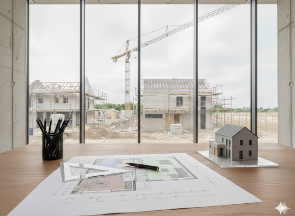 Une villa de 171,50 m² à construire sur un terrain plat de 870 m². -> Idéalement située à 3 km des autoroutes.